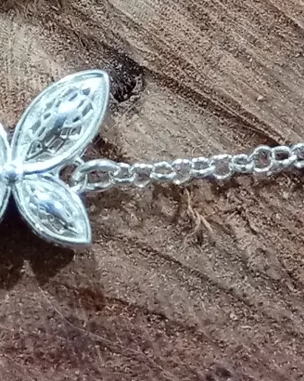 Pulseira de prata 925 com borboleta de cristais navete